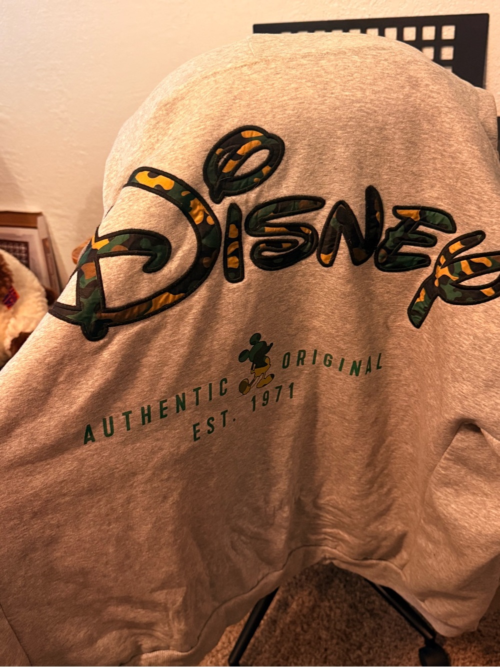 WDW Disney ‘Honor’ Camo Heather Grey Zip Up Hoodie